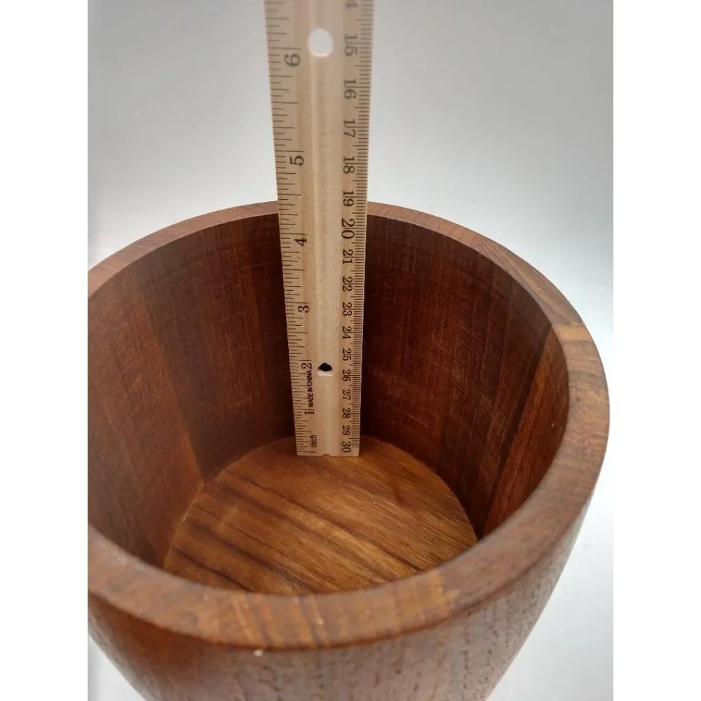 Genuine Burma Teak Wood Anri Form Lidded Canister With Cork Base